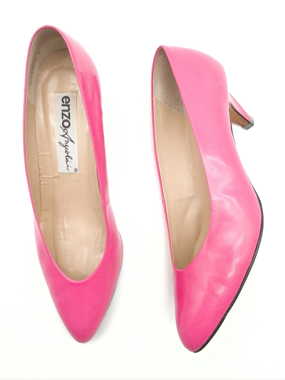 Enzo Angiolini Vintage Pointed-Toe Leather Pumps in Fuchsia